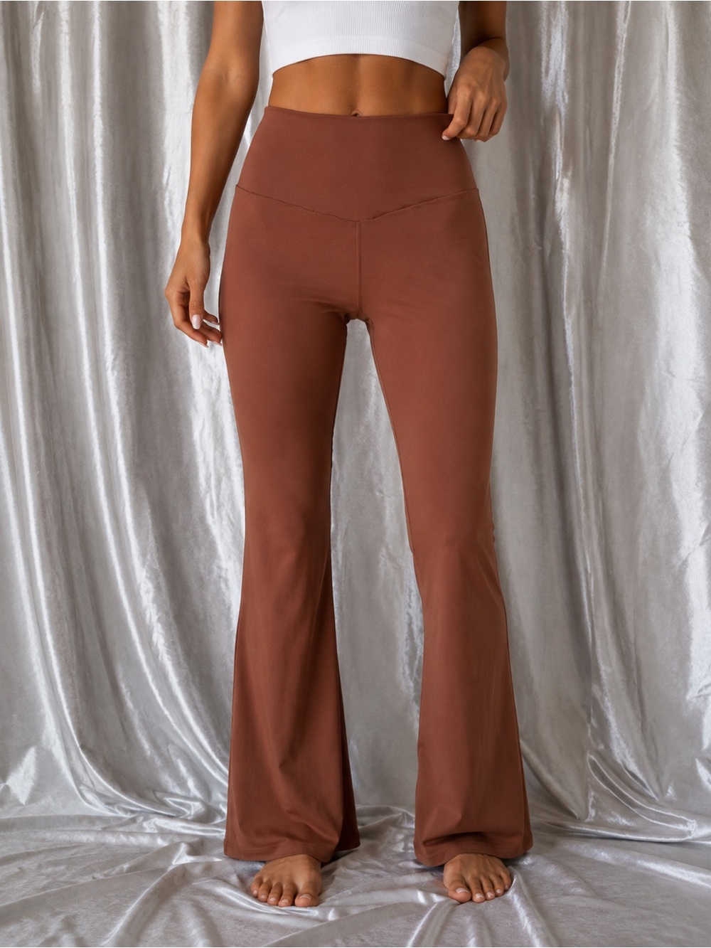 OFFLINE By Aerie Real Me Women’s Small Brown V Waist Flare Leggings Yoga Pants